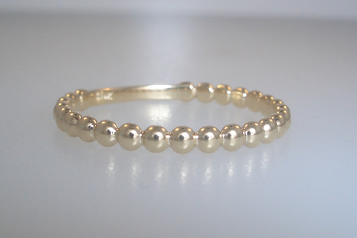 14k Yellow Gold Beaded Band