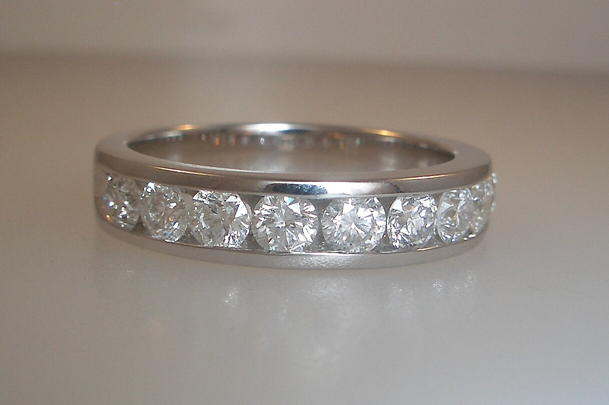 14k White Gold Channel Set Band