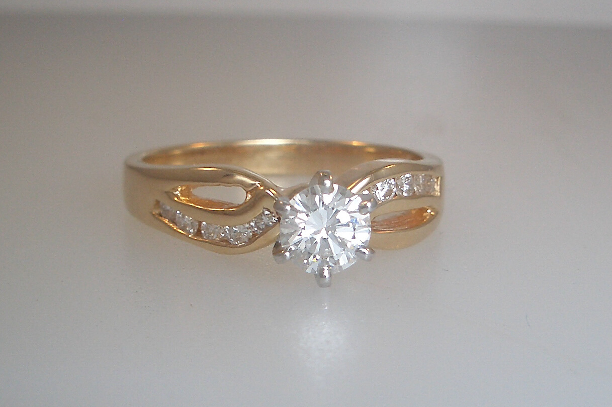 14k Yellow Gold Diamond Design Engagement Ring