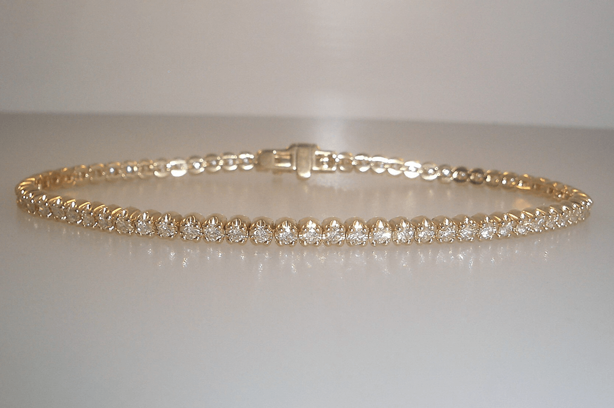 14k Yellow Gold and Diamond Tennis Bracelet