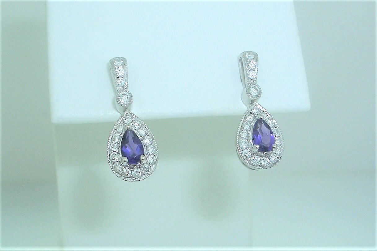 Pear Amethyst Dangles