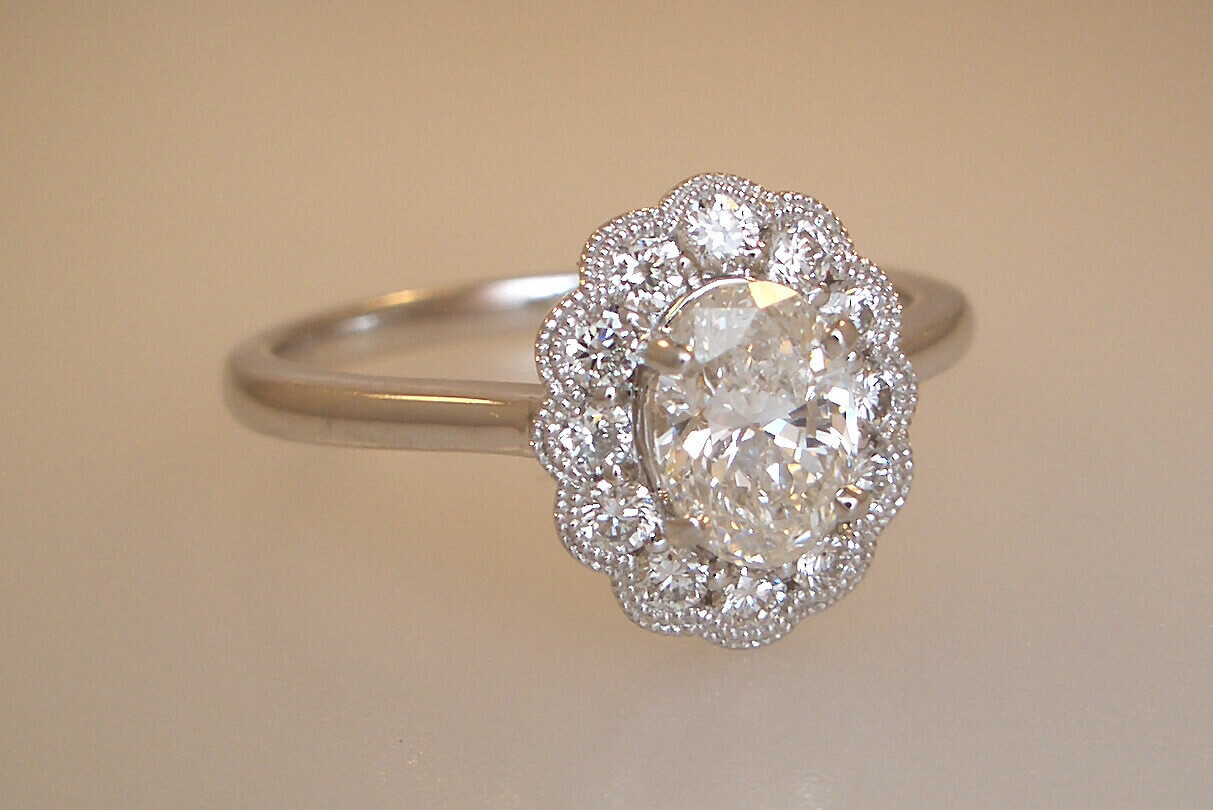 14k White Gold Halo Style Engagement Ring