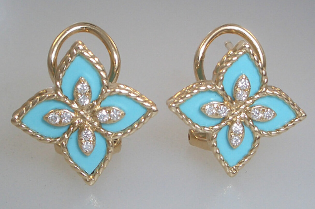 Flower Inspired Turquoise Earrings