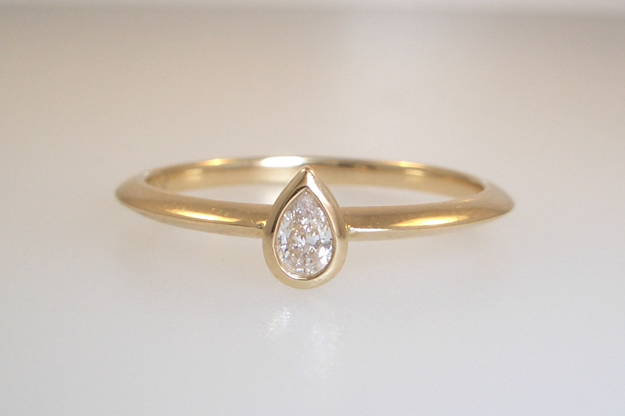 Pear Shaped Bezel Ring