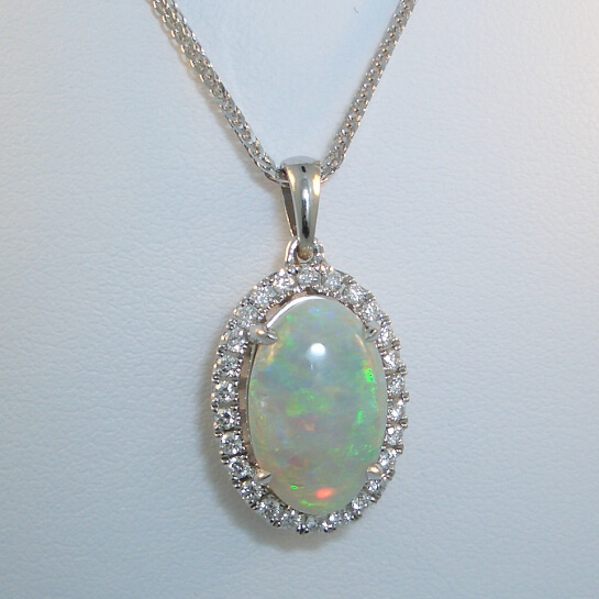 Opal and Diamond Pendant