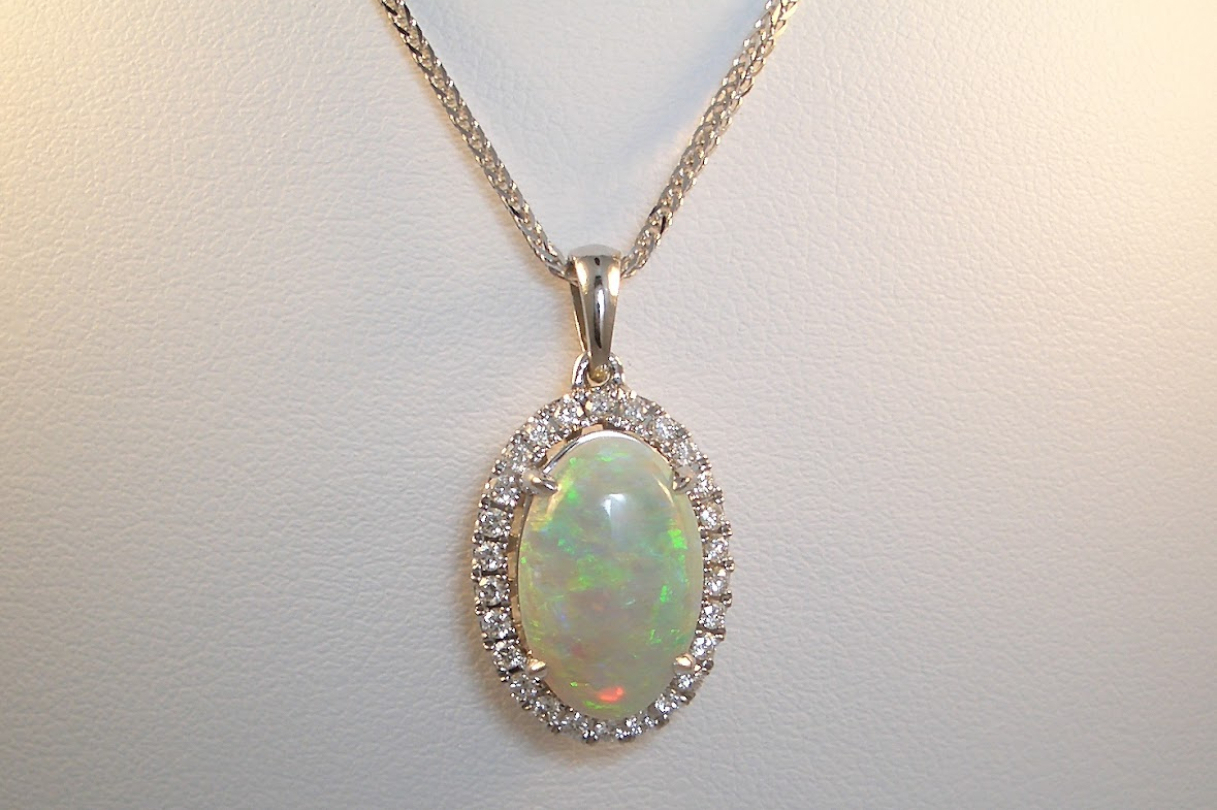 Opal and Diamond Pendant