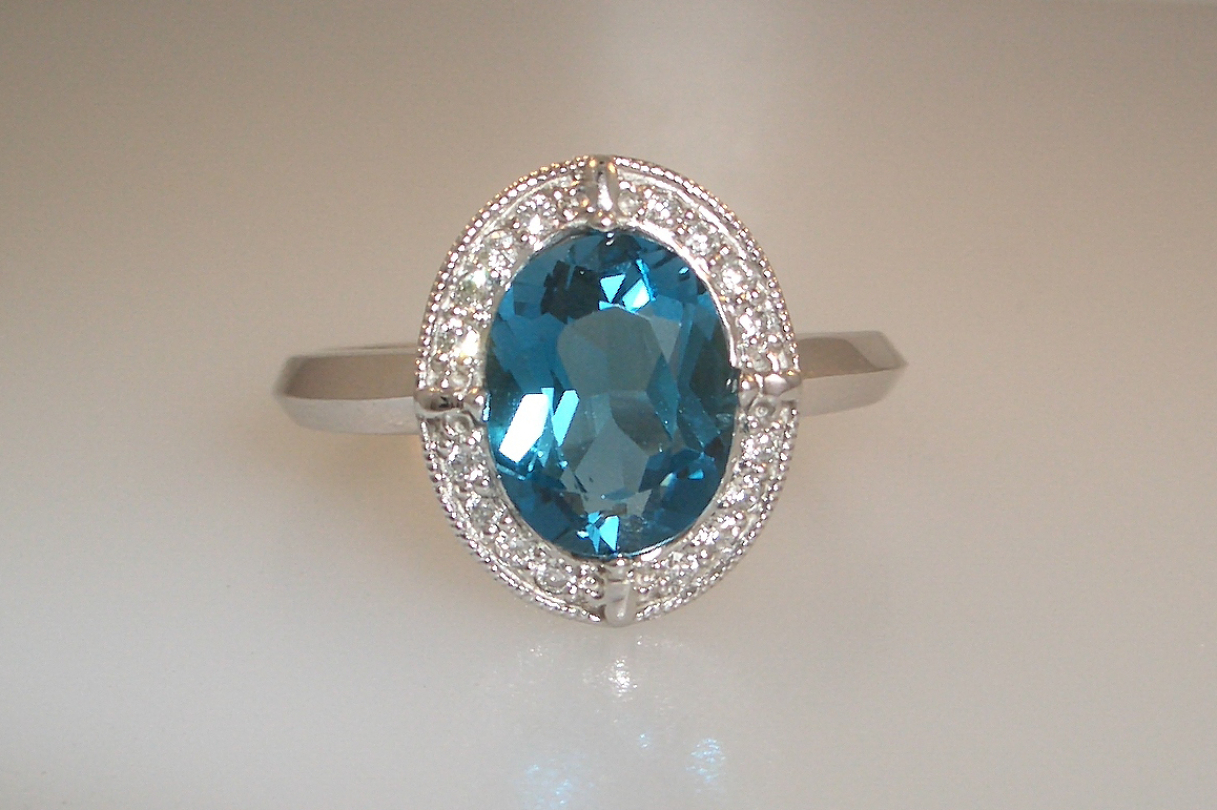 London Blue Topaz Halo Ring