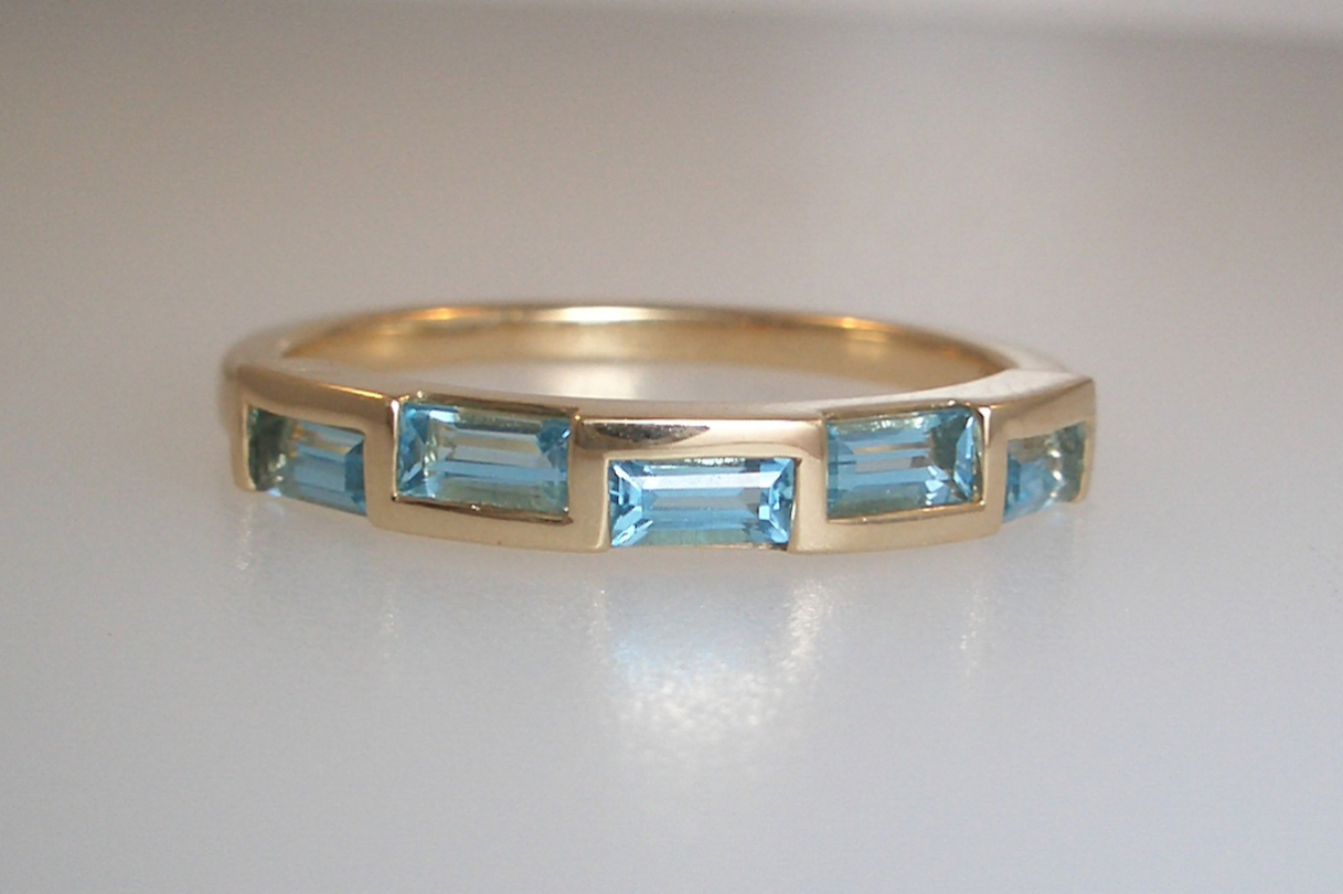 Blue Topaz Geometric Ring