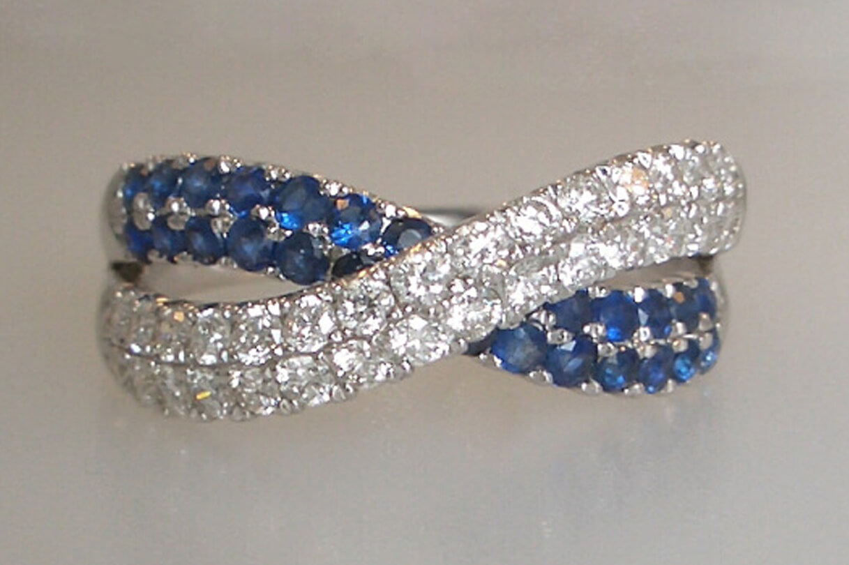 Sapphire and Diamond Bypass Ring