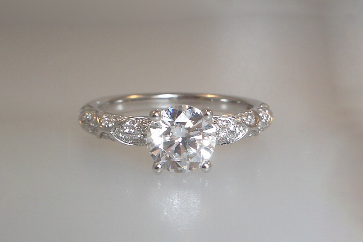 18k White Gold Pave Set Engagement Ring