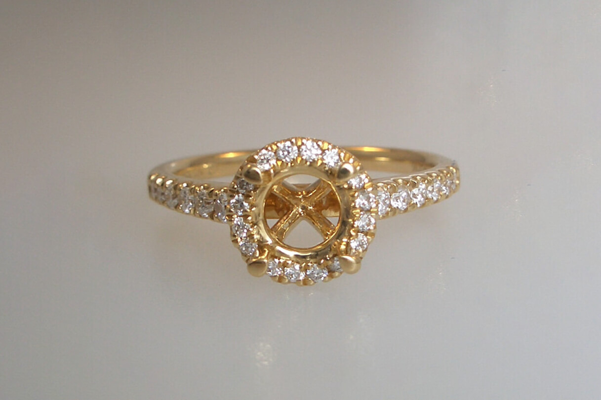 18k Yellow Gold Accented Halo Ring