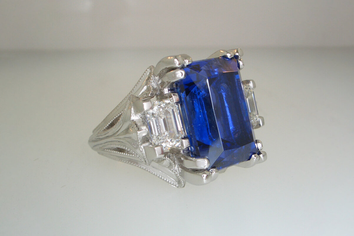 Blue stone silver ring