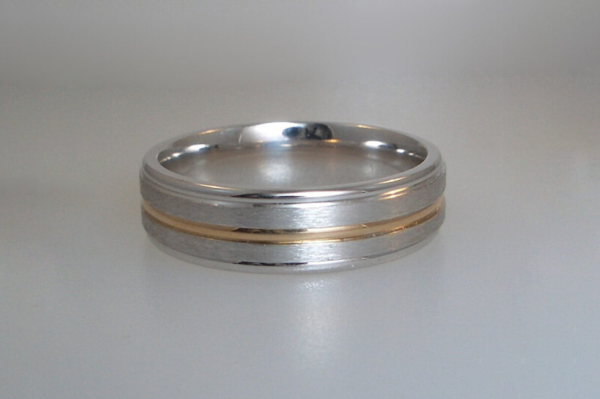 Two Tone Brushed Finish Wedding Band