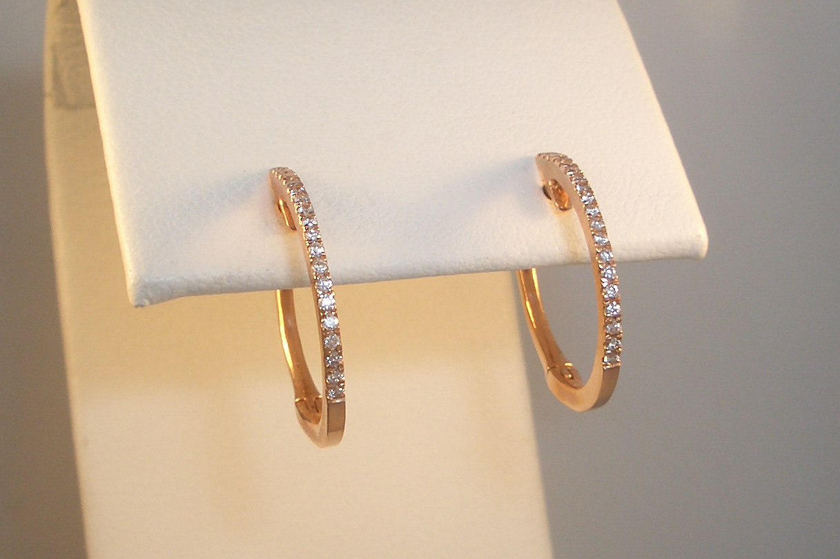 14k Rose Gold and Diamond Hoops - Danenberg Jewelers